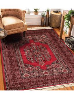 OBSESSIONS - Maroon Cream Solid Machine Made Rectangular Carpet