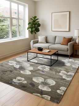 OBSESSIONS - Olive and Cream Solid Machine Made Rectangular Carpet