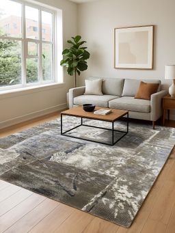 OBSESSIONS - Brown and Cream Solid Machine Made Rectangular Carpet