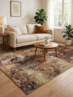 OBSESSIONS - Rust and Cream Solid Machine Made Rectangular Carpet