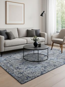 OBSESSIONS - Blue Solid Machine Made Rectangular Carpet