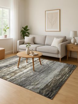 OBSESSIONS - Brown and Cream Solid Machine Made Rectangular Carpet