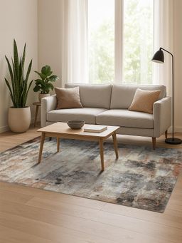 OBSESSIONS - Cream and Beige Solid Machine Made Rectangular Carpet