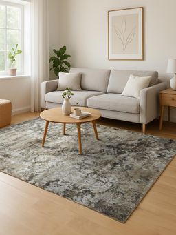 OBSESSIONS - Beige and Brown Solid Machine Made Rectangular Carpet