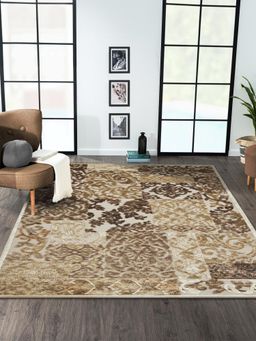 OBSESSIONS - Brown and Beige Solid Machine Made Rectangular Carpet
