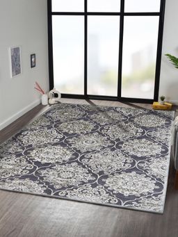 OBSESSIONS - Grey and Cream Solid Machine Made Rectangular Carpet