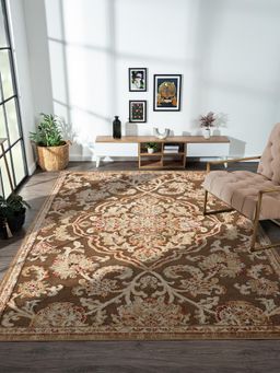 OBSESSIONS - Brown and Beige Solid Machine Made Rectangular Carpet