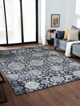 OBSESSIONS - Blue and Cream Solid Machine Made Rectangular Carpet