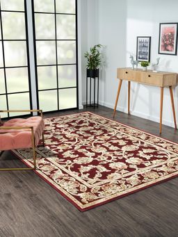OBSESSIONS - Red and Beige Solid Machine Made Rectangular Carpet