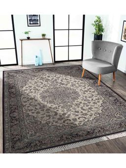 OBSESSIONS - Maroon and Cream Solid Machine Made Rectangular Carpet