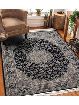 OBSESSIONS - Black and Cream Solid Machine Made Rectangular Carpet