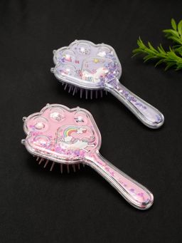 Stol'N - Unicorn Theme With Star Glittery Hair Brushes-Pink, Purple (Pack of 2)