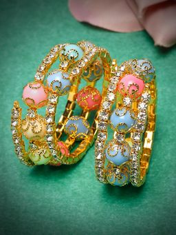 Stol'N - Stones & Beads Embellished Bracelets - Golden (Pack of 2)