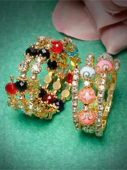 Stol'N - Stones & Beads Embellished Bracelets - Golden (Pack of 2)
