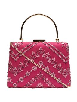 Horra - Embellished Pink Silk Clutch (M)