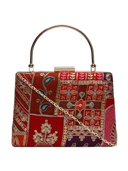 Horra - Embellished Red Silk Clutch (M)