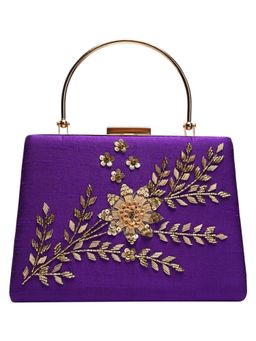 Horra - Embellished Purple Silk Party Clutch (M)