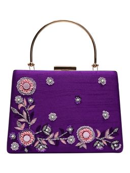 Horra - Embellished Purple Silk Clutch (M)