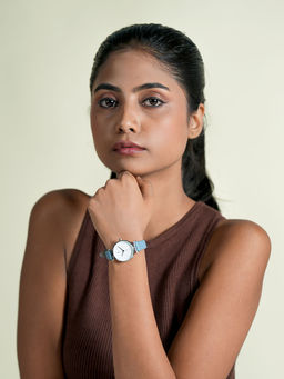 Sylvi - 2420 White Velveteen Analog Watch for Women (M)