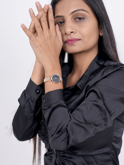 Sylvi - 2421 Black Velveteen Analog Watch for Women (M)