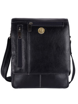 HiLEDER - Pure Genuine Leather 8 Inches Sling Travel Tablet Office Bag, Navy Blue