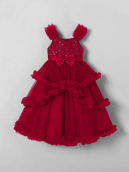 Hopscotch - Sequined Bow Applique Gown
