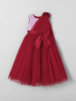 Hopscotch - Bow Applique Sequin Gown