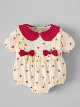 Hopscotch - Bow Applique Strawberry Onesie