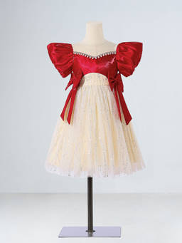Hopscotch - Bow Applique Pearl Dress