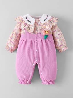 Hopscotch - Floral Applique Textured Romper