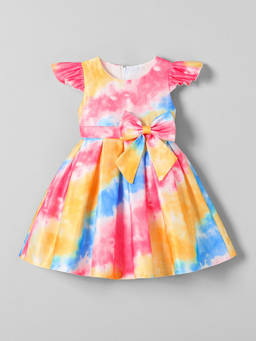 Hopscotch - Tie And Dye Bow Applique Party Dress