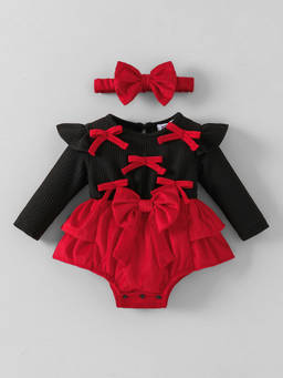 Hopscotch - Bow Applique Ruffle Onesie
