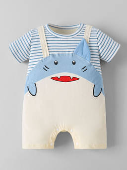 Hopscotch - Cotton Shark Applique Romper