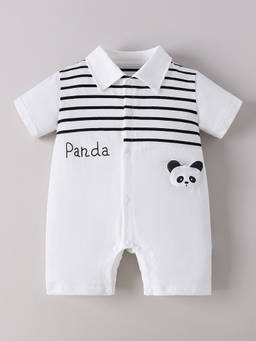 Hopscotch - Cotton Panda Applique Romper