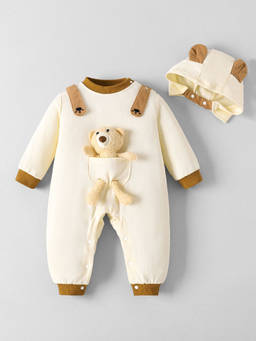 Hopscotch - Contrast Hem Romper With Doll And Hat