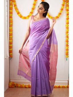 Anjaneya Sarees - Lavender Woven Designer Cotton Silk Kanjivaram Saree with Unstitched Blouse