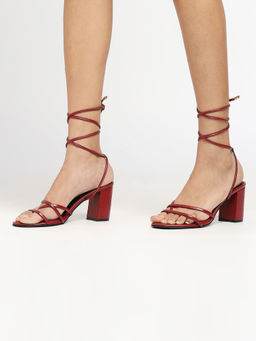 Twenty Dresses by Nykaa Fashion - Red Round Toe Tie Up Block Heels