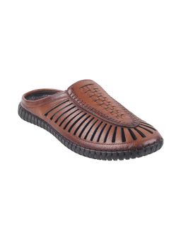 Metro - Men Festive Leather Tan Sandals