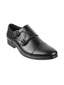 Mochi - Men Formal Leather Black Monk Straps