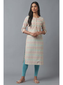 WISHFUL by W - White Geometric Kurta