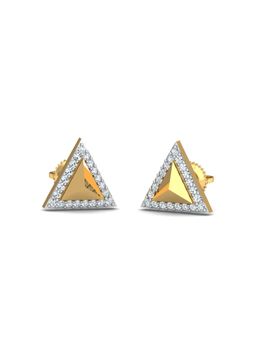KuberBox - 18K Gold Cerrado Triangle Diamond Earrings for Women-Girls