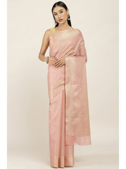 Soch - Pink Kota Silk Woven Design Saree with Unstitched