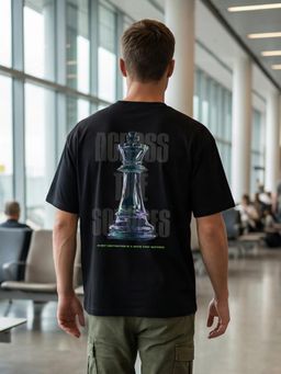 Nobero - Black Printed Oversized Fit T-shirt