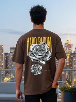 Nobero - Brown Printed Oversized Fit T-shirt