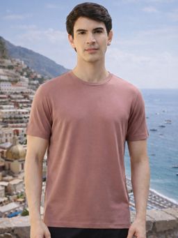 Nobero - Pink Solid Regular Fit T-shirt