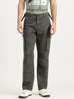 United Colors of Benetton - Olive Printed Straight Fit Cargo Pant