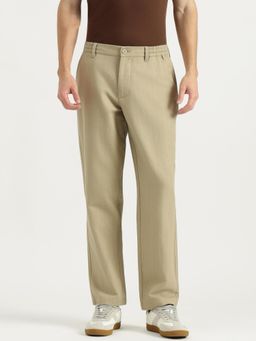 United Colors of Benetton - Beige Solid Straight Fit Trouser