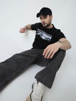 BLNK - Black Printed Relaxed Fit T-shirt