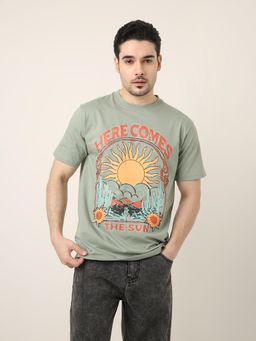 BLNK - Green Printed Relaxed Fit T-shirt