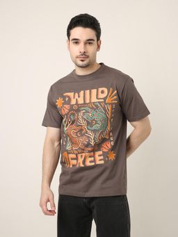 BLNK - Grey Printed Relaxed Fit T-shirt